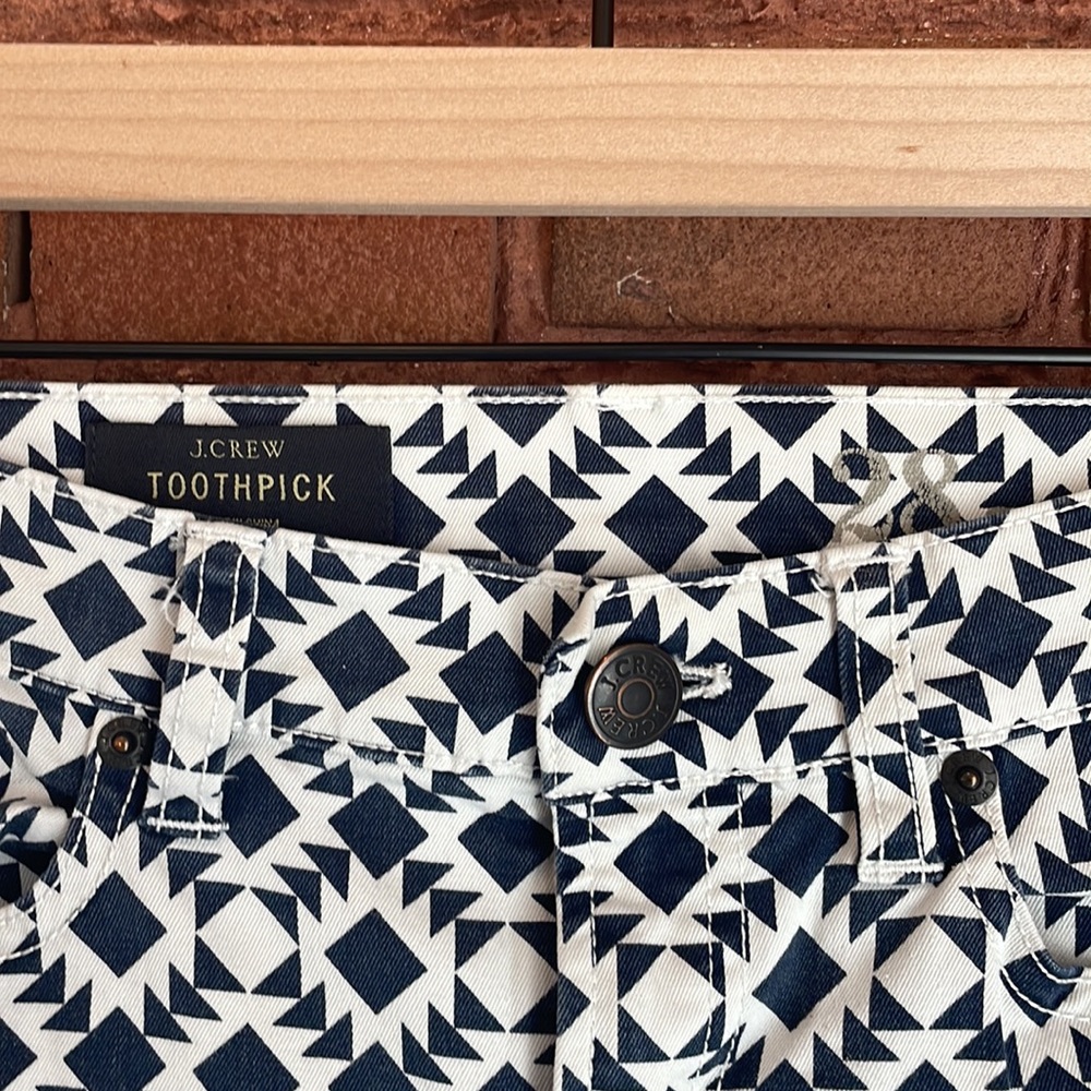 J Crew Toothpick Geometric Pattern Ankle Jeans/Pa… - image 2